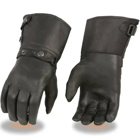 Milwaukee Leather Men's Gauntlet Motorcycle Hand Gloves-Black Leather