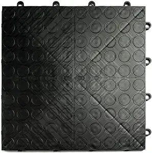 Big Floors GarageDeck Coin Pattern, Durable Copolymer Interlocking Modular Non-Slip Garage Flooring Tile (24 Pack), Black