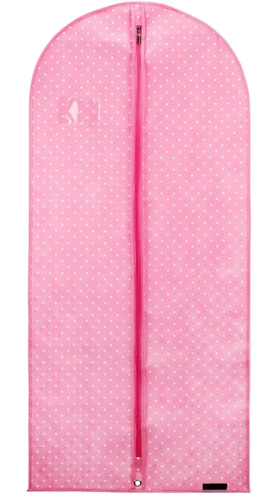 HANGERWORLD Pink Polka Dot Suit and Dress Garment Bags for Storage - 45inch x 22inch - Breathable Clothes Covers Protecting Dusts Closet Storage