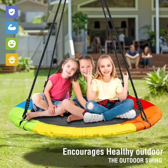 AutoJoy 40 inch Outdoor Kids Saucer Tree Swing with All Accessories