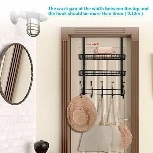 Coat Rack Over The Door Hanger With Mesh Basket Detachable Storage Shelf For Tow