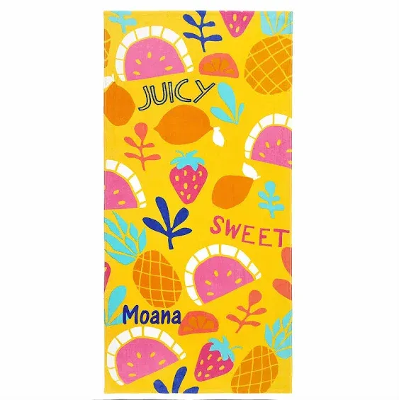 Kaufman - Printed Beach, Camp Towel , 100% Absorbent Cotton, Velour 30'' x 60'' (Fruit Slice)