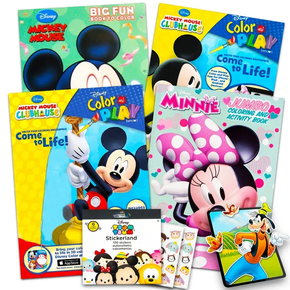 Mickey Mouse Coloring Book Set (4 Books, Assorted Titles)