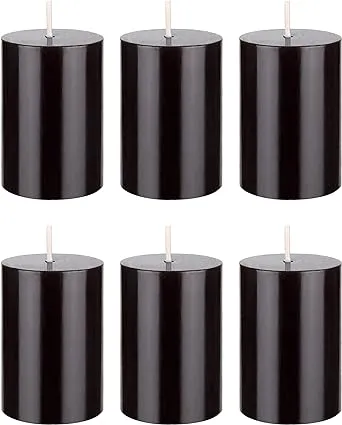 Mega Candles 6 pcs Unscented Black Round Pillar Candle, Hand Poured Premium Wax Candles 2 Inch x 3 Inch, Home Décor, Wedding Receptions, Baby Showers, Birthdays, Celebrations, Party Favors & More