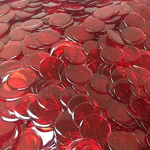 MR CHIPS Bingo Chips 3/4 inch Size - 1 000 Counting Bingo Chips in Transparent Red Color - Versatile Counting Chips for Classroom Activities & Board Games