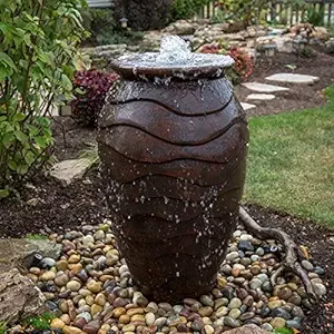 Aquascape Scalloped Urn Water Fountain for Outdoor, Landscape and Garden, Large, 56-inch H | 78240 , Brown