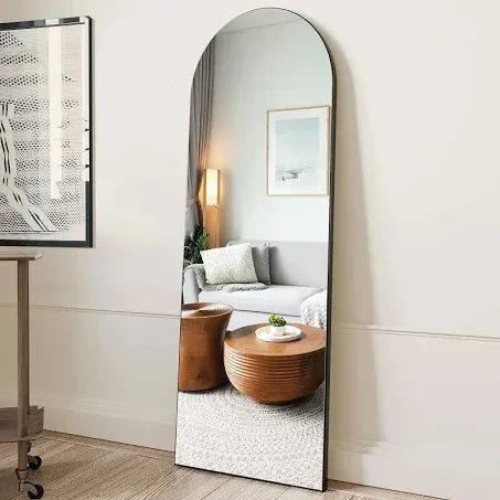 64&#034;x21&#034; Black Full Body Standing Mirror - BEAUTYPEAK Arched Floor Length