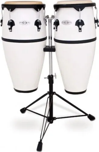 Toca Synergy Series Fiberglass Conga Set with Stand White Finish