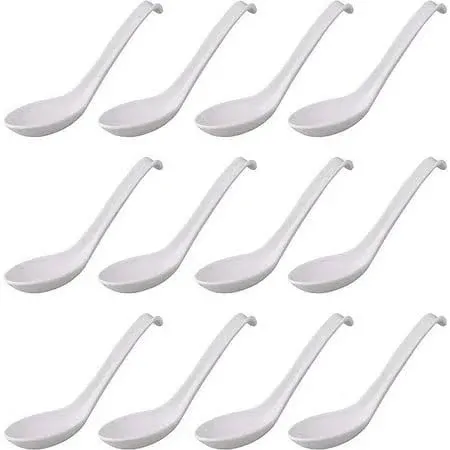 Comicfs Asian Soup Spoons 12 Pieces, 12hsp-w, Large Japanese Soup Spoons, Soba ...