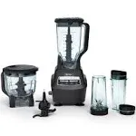 Ninja BL770 Mega Kitchen System, 1500W, 4 Functions for Smoothies, Processing, Dough, Drinks & More, with 72-oz.* Blender Pitcher, 64-oz. Processor Bowl, (2) 16-oz. To-Go Cups & (2) Lids, Black