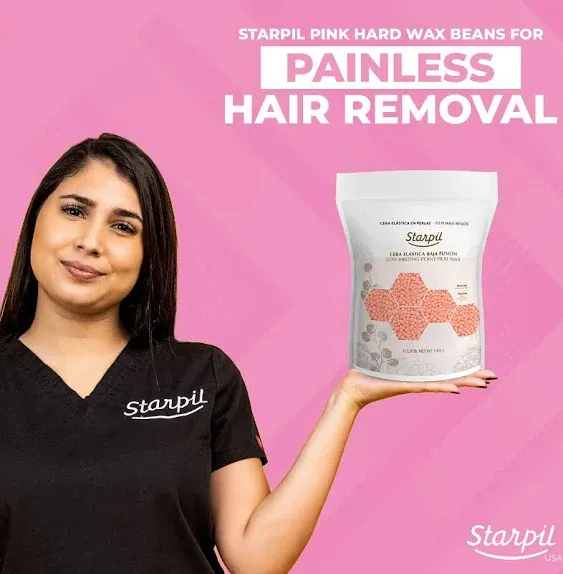 Starpil Wax 1000g / 2.2 lb Pink Hard Wax Beans for Painless Hair Removal, Str...