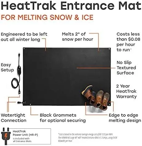 Heated Snow Melting Entrance Mat - Small - 24"x36"