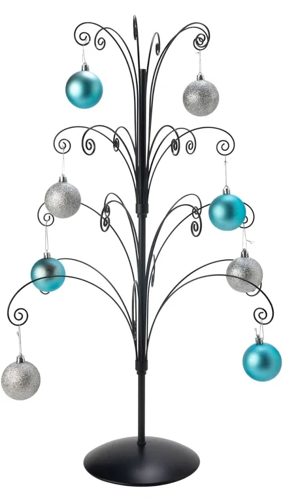 Creative Hobbies 3 Foot Christmas Ornament Display Tree Stand Metal, Black Color, Ornament Holder Tree, Metal Ornament Display Tree Holds 24 Ornaments