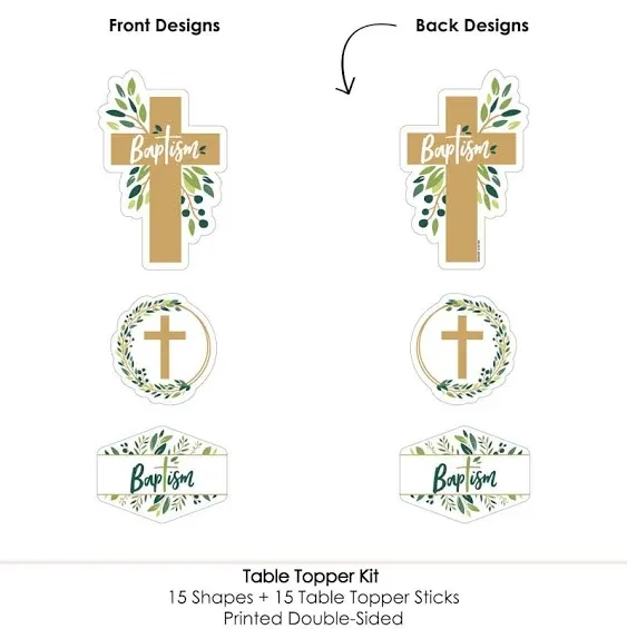 Baptism Elegant Cross - Religious Party Centerpiece Sticks - Table Toppers - Set ...