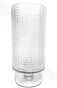 10" Diamond Glass Hurricane Candle Holder