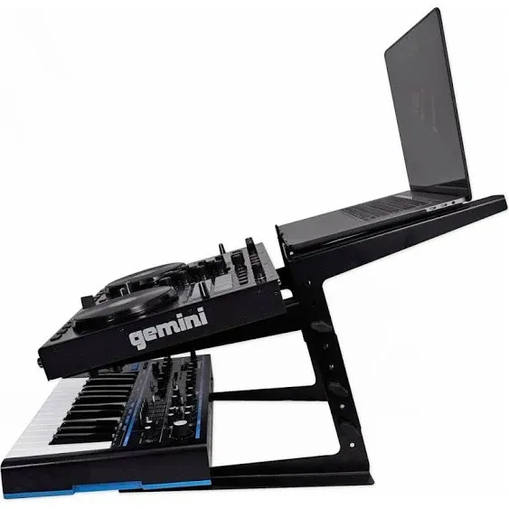 Rockville Rock2d2 Adjustable Dual Shelf DJ Controller Midi Keyboard Laptop Stand