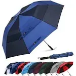 G4Free 62inch Portable Golf Umbrella Automatic Open Large Oversize Vented Double Canopy Windproof Waterproof Sport Umbrellas(Blue/Navy)