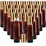 inice 12 Pack Essential Oil Roller Bottles Amber Glass RollerBalls for Essential Oils Refillable Roll on Perfume Bottles with Alloy Caps for Travel