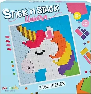 STICK 'N' STACK Mosaic Arts and Crafts for Kids and Adults with 3D Foam Stickers, Unicorn Design, Mess-Free Kids Craft Kit for Striking 3D Art, Makes Unique Unicorn Gifts for Girls and Boys Ages 10+