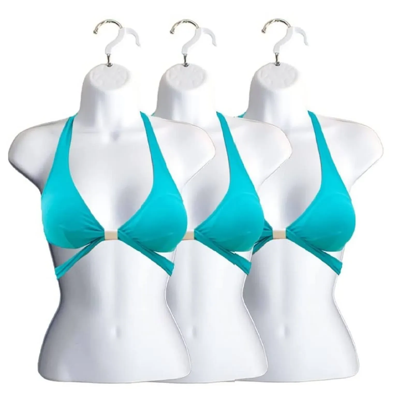 White Female Hollow Back Mannequin Torso Set & Hanging Hook, S-M Sizes (3 Pack ...