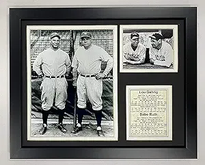 Legends Never Die New York Yankees Lou Gehrig and Babe Ruth Framed Photo Collage, Bats, 11x14-Inch, (11097U)