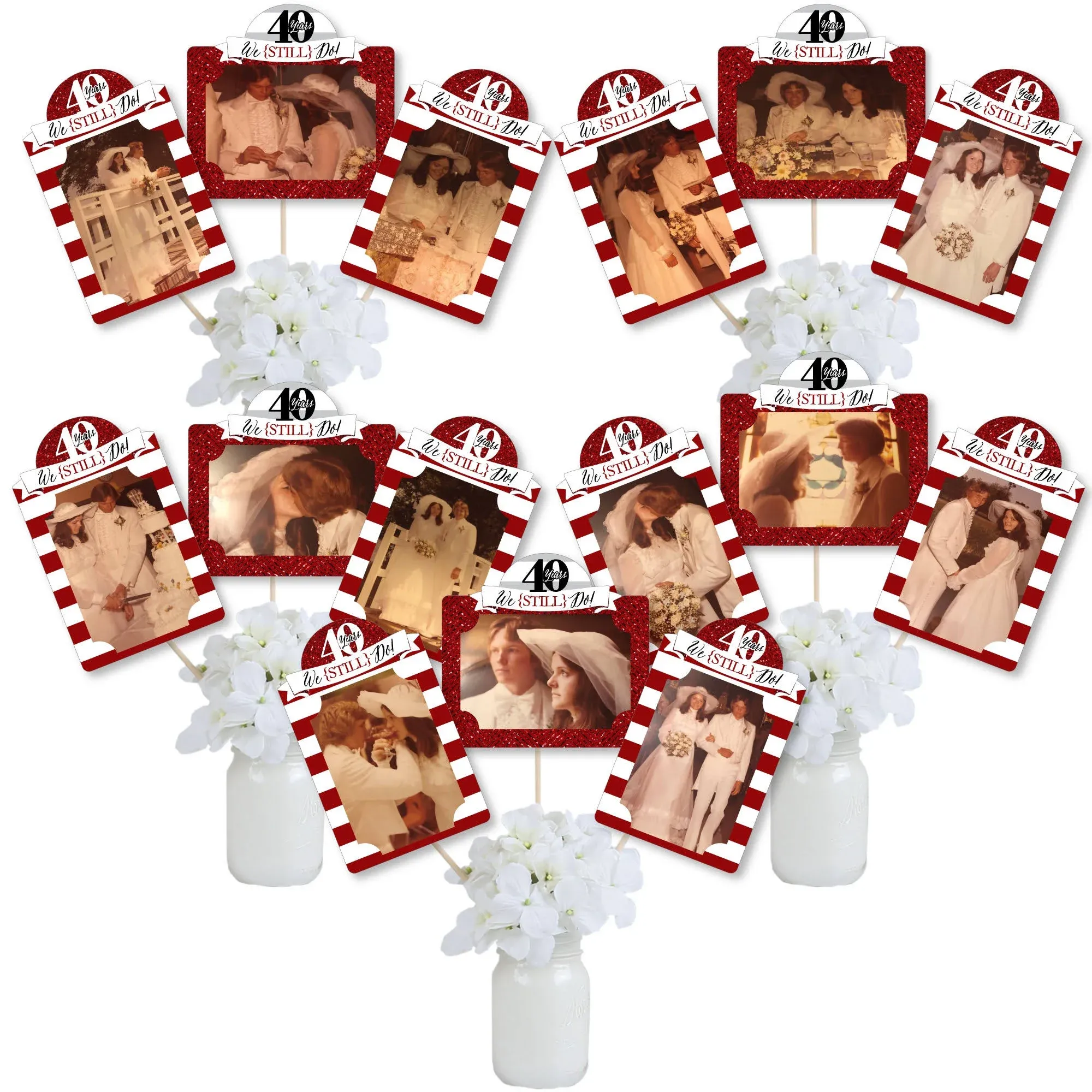 We Still Do - 40th Wedding Anniversary - Anniversary Party Centerpiece Sticks - Table Toppers - Set of 15