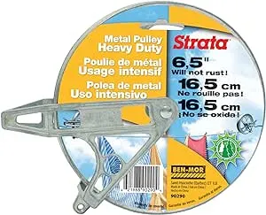 Ben-Mor Strata Outdoor Clothesline Pulley - 6.5'' Heavy Duty Metal, Rustproof Silver Pulley for Clothes Line Outdoors, Outdoor Laundry Line Pulley for Clothes, Coats, Blankets, & More