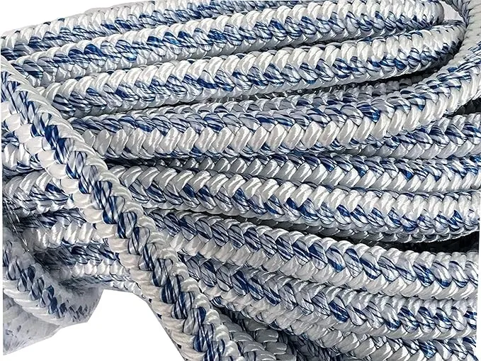 3/4 Inch by 100 Feet 12 Carrier 24 Strand Arborist Bull Rope White Blue