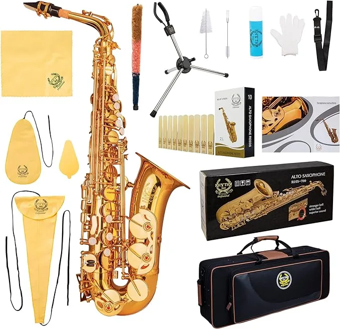 Eb Alto Saxophone with Carrying Sax Case,Full Set Cleaning and Care Kit,Sax Fold