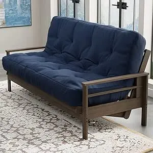 Loosh Queen Size Sofa Bed Futon Foam Mattress - 12" USA Made, Navy, Frame Not Included