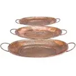 New Traditional Rustic Round Metal Tray Set Copper 3pk - Olivia &amp; May