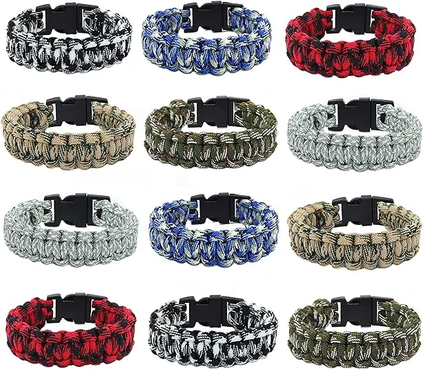 Frog Sac 12 Pcs Camo Paracord Bracelets for Men and Boys