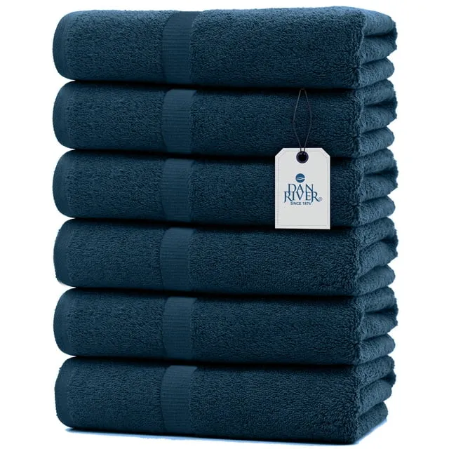 DAN RIVER 100% Cotton Bath Towels Pack of 6 (Blue Opal - 24x48 In) | 600 GSM Soft & Highly Absorbent Bath Sheets | Quick Dry & Durable Bathroom Towels | Ideal for Pool, Home, Gym, Spa & Hotel Use