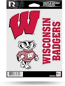 NCAA Wisconsin Badgers Triple Spirit Stickers Red White 3 Team