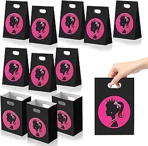 XUWAIDSGN Cute Girl Party Goodie Bags with Handled 24 Pieces Black Princess Theme ...