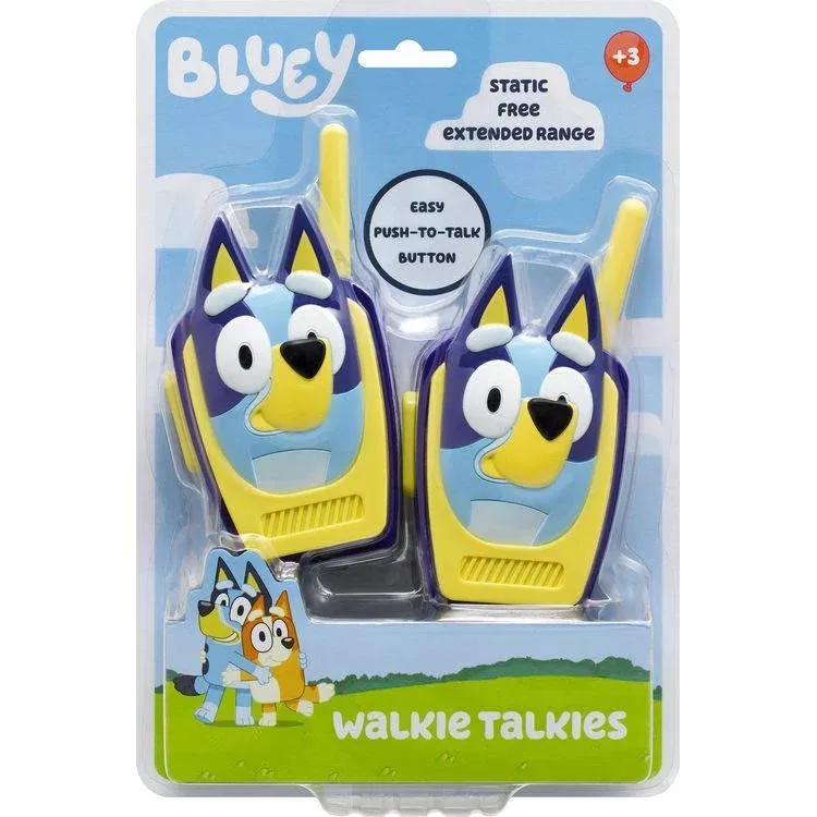 eKids Bluey Walkie Talkies for Kids, Indoor and Outdoor Toys for Toddlers and Fans of Bluey Toys - Blue (BU-207.EXV23)