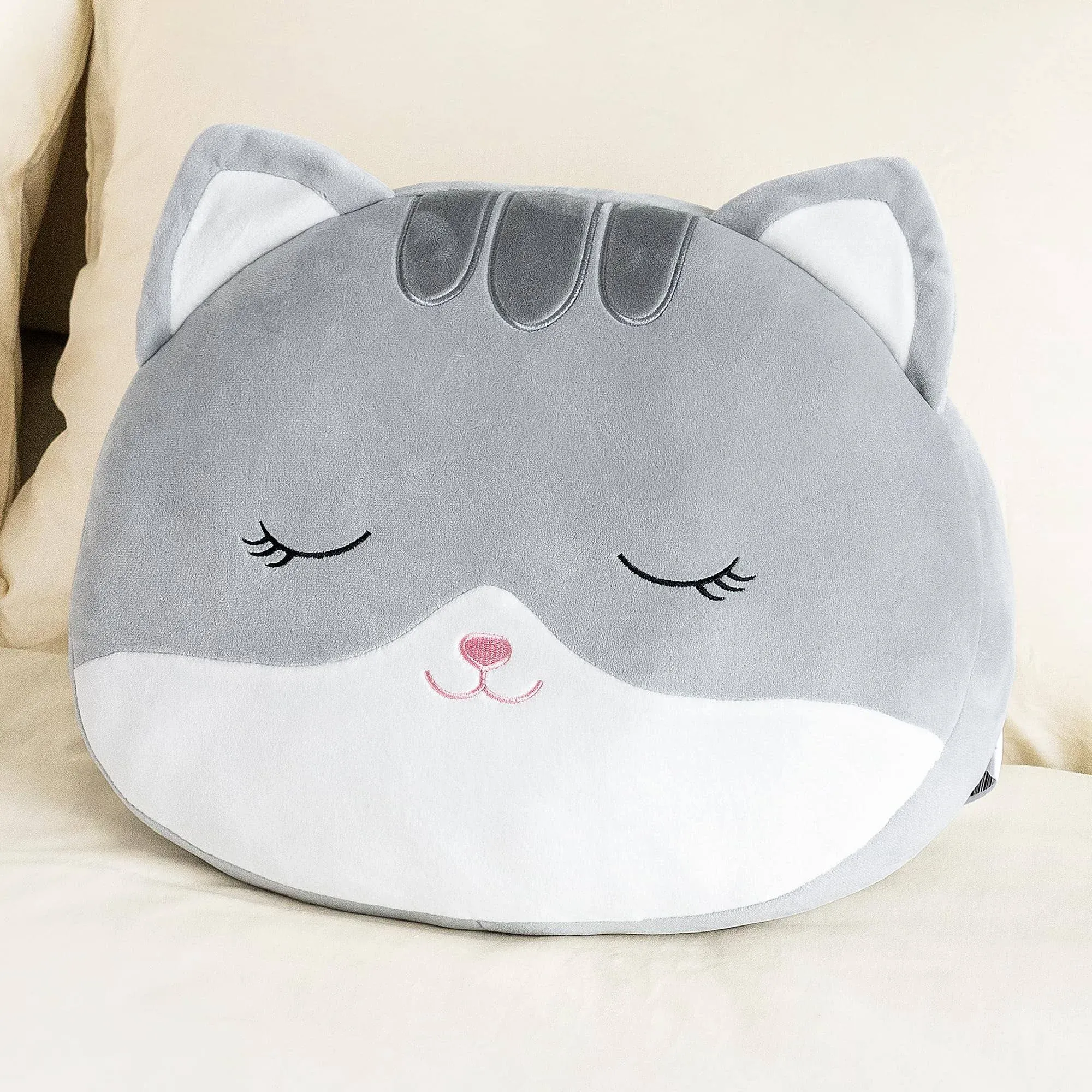 Lazada Kids Pillow Cat Plush Pillows Toy Soft Gift Baby Girl Gifts Gray 10 Inches…