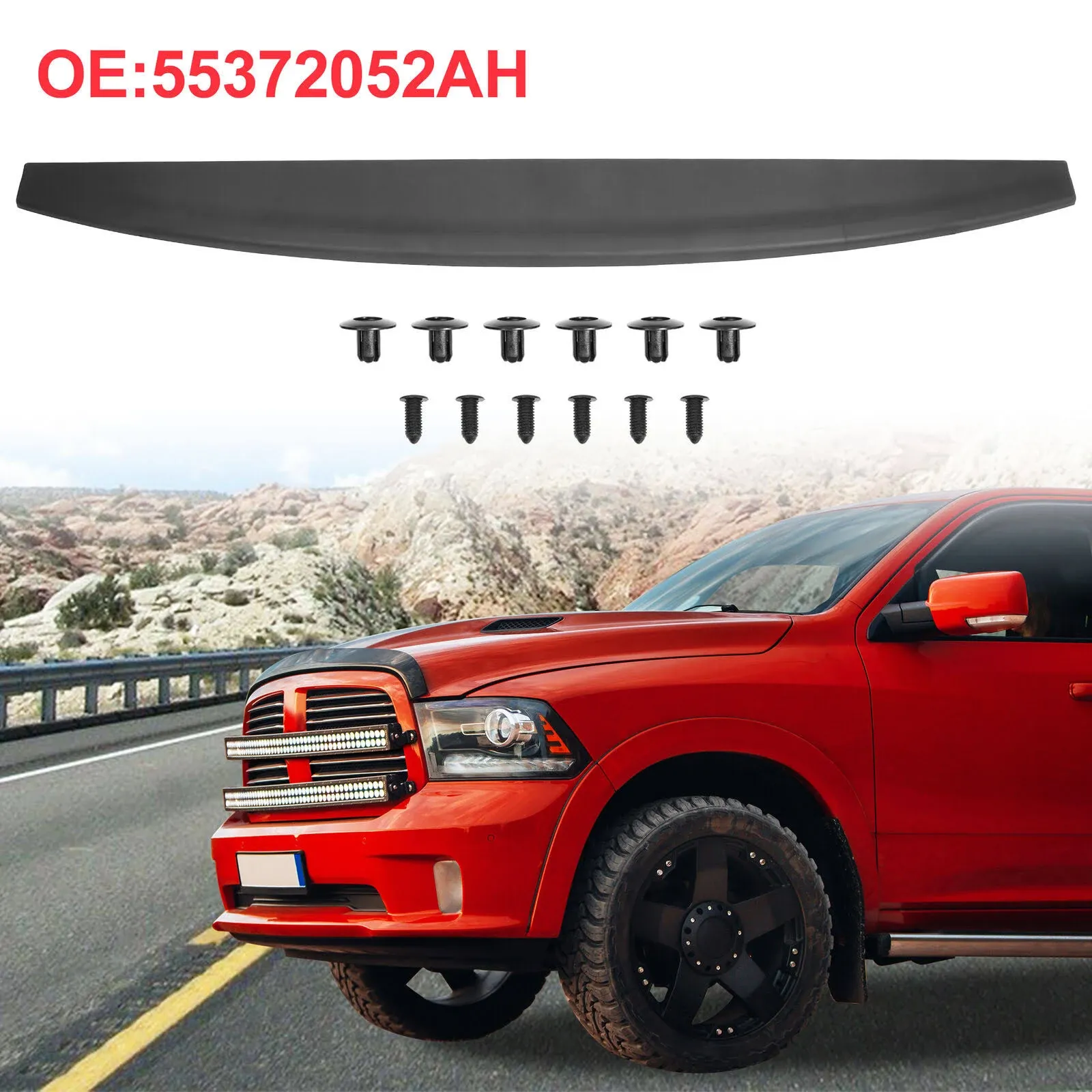 55372052AH Tailgate Cap Lip Spoiler Protector Cover Replacement for Dodge for Ra