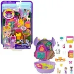 Polly Pocket Compact Playset, Llama Camp Adventure with 2 Micro Dolls & 13 Accessories, Travel Toy with Surprise Reveals