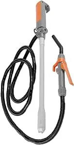 TERA PUMP Fuel Transfer Pump w/Quick Flow Control Nozzle & Telescopic Tube - [ 3X Electric Power Options ] 12V AC/DC Plug-in & DC Inverter Clips, 8FT Discharge Hose, Gas, Diesel, Water (2.8 GPM)