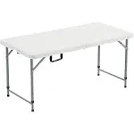 Nazhura 4 Foot Foldable/Folding Table Heavy Duty, Durable and Portable for Dining Picnic and Party (White, 4 Foot Table Cloth Included)