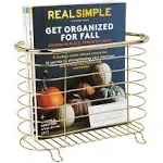 mDesign Steel Magazine Holder Storage Organizer Bin - for Bathroom, Living Room, Home Office Organization - Holds Papers, Books, Files, Folders - Omni Collection - Soft Brass