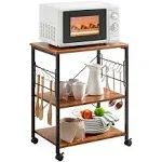 Kitchen Stand Microwave Cart 23.7&#039;&#039; for Small Space, Coffee Cart 3-Tier Rolli...