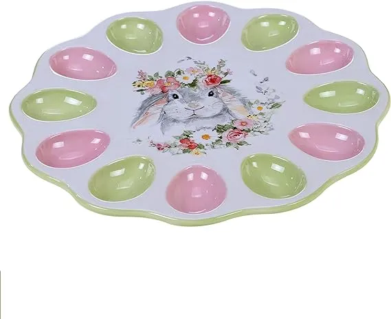 Certified International Sweet Bunny 3-D Egg Plate, 12.25" Diameter x 1", Multicolored