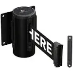 Crowd Control Wareho CCW Series WMB-125 Fixed Wall Mount Retractable Belt Barrier 11 Foot with Black Steel Case (Blackplease Wait Here Belt)