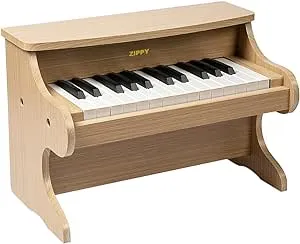 ZIPPY Kids Piano Keyboard, 25 Keys Digital Piano for Kids, Mini Music Educational Instrument Toy, Wood Piano for Toddlers Girls Boys, Oak