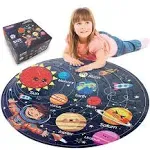 TALGIC Puzzles for Kids Ages 4-6, Kids Puzzles with Solar System Planets, 70 Piece Round Large Floor Puzzles for Kids Ages 3 4 5 6 7 8, Educational