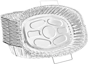 Heavy Duty Aluminum Foil Oval Rack Roaster with Handle (10)