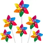 Plastic Rainbow Pinwheel, Party Pinwheels DIY Lawn Windmill Set for Toy Garden Lawn Party Decor (36 Pieces, Multicolor B)