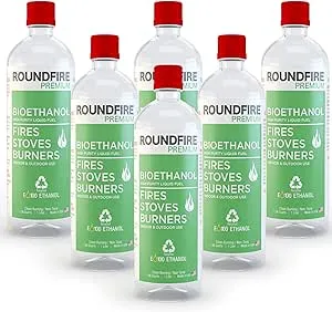 ROUNDFIRE Premium Tabletop Fireplace Fuel - 1 Liter Ethanol for Fire Pits and Table Top Fireplaces